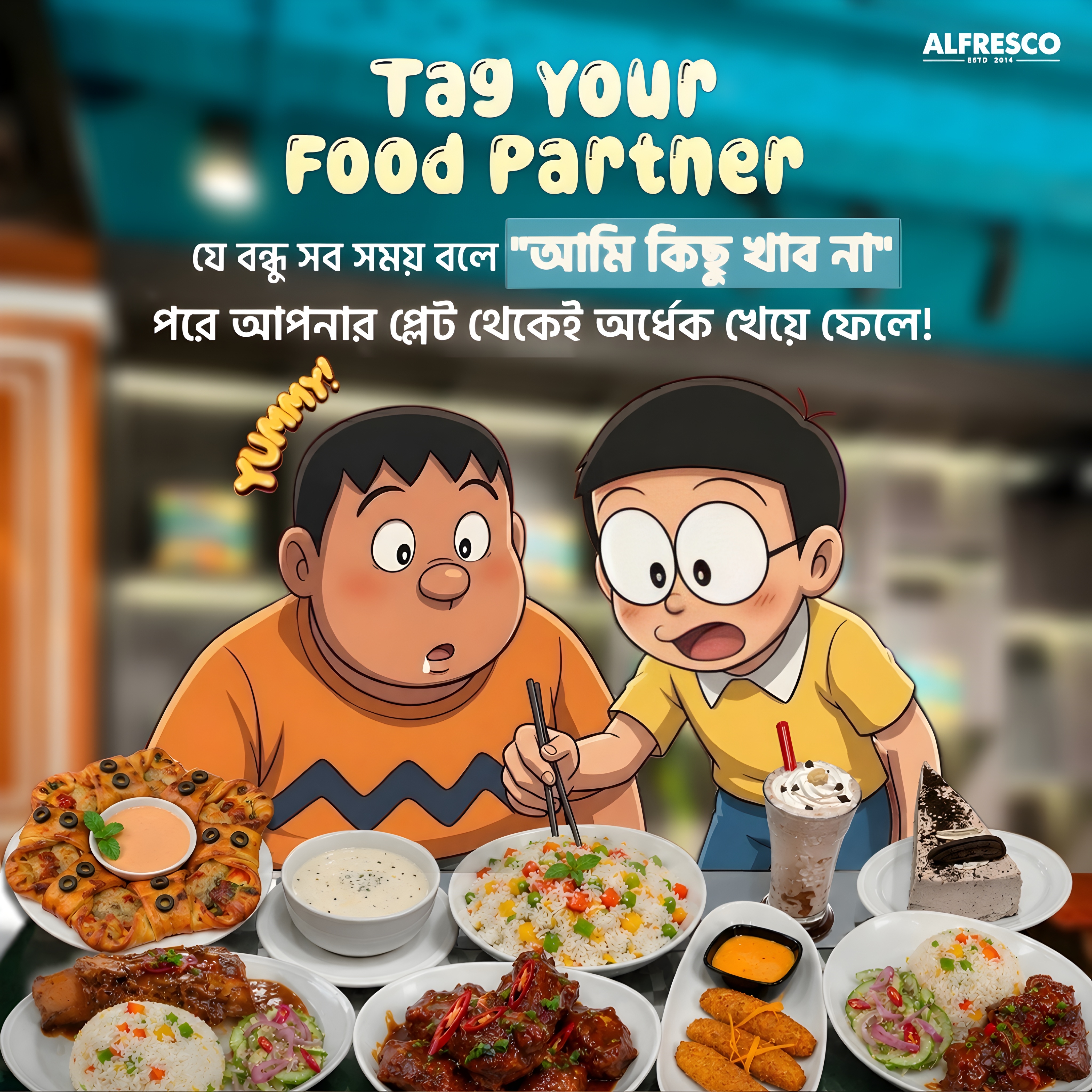 Restaurant Social Media Post Design – Alfresco — graphics design by Muntazir Al Araf